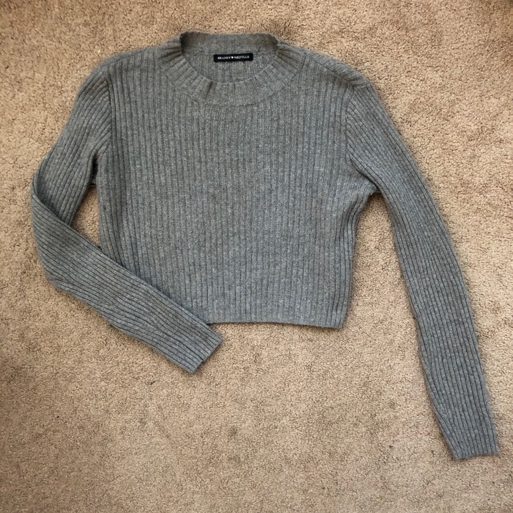 Brandy Melville Grey Cropped Sweater